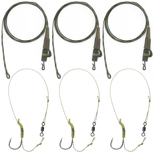 HAOBIN 6 Stücke Angelgerät Leader Clips Karpfen Clip Karpfen Angelhaken Karpfenangeln Inline Rig Set Karpfen Vorfächer Karpfen Angelschnur Set Zubehör zum Karpfenangeln (Grün)