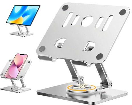 Suprbee Tablet Ständer 360°Drehbar, Tablet Halterung Tisch Verstellbar, ipad Halterung, Höhenverstellbar, iPad Ständer für Tablets 4-12.9, iPad, Tragbare Monitore, Smartphone, Computer