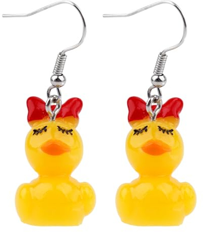 Mikovivi Enten Ohrringe, Gelbe Entenohrringe aus Acryl Einzigartiger Cartoon-Tierstil-Schmuck Lustige Gelbe Ente Modeschmuck Geschenk für Frauen