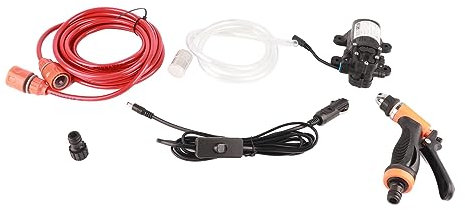Segrehy 12 V Hochdruck Elektroauto Waschmaschine Reinigungsmaschinen Wasserpumpe Trigger -Sprühpistolen -Waschkit Tragbares Mini -Autowaschset für Autoreinigungsboot Wäsche Häuser
