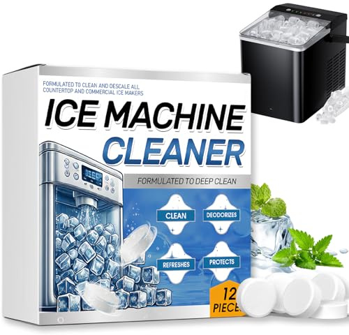 Ice Machine Cleaner - 12 Pcs Effervescent Descaler Tablets for Ice-Makers | Ice Maker Descaler Tablets & Odor Remover | Improving Hard Water and Mineral Buildup