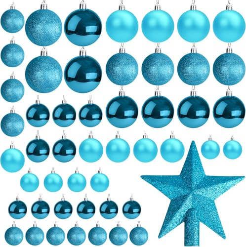 EcoNour Weihnachtsbaumkugeln, 50 Stück, Blau – Bruchsicheres Set für Weihnachtsdekoration und Weihnachtsbaumschmuck