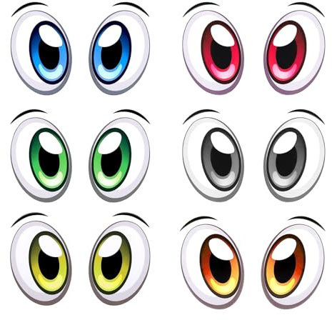 KQDRAVINE 6 Paar Selbstklebendes Augen Aufkleber,Augen Zum Aufkleben für Die Dekoration von Staubsauger Mähroboter Kehrmaschinen und Mülltonnen,Wasserdichte Klebeaugen Selbstklebend für Spielzeugautos