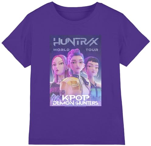 K-Pop Demon Hunters - Huntrix Huntr/X World Tour Billboard Kids T Shirt, Purple, 9-11