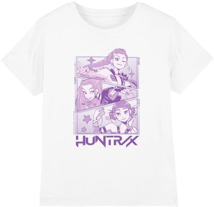 K-Pop Demon Hunters - Huntrix Huntr/X Manga Panels Trio Kids T Shirt, White, 7-8
