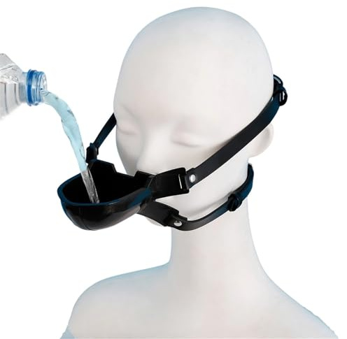 Silikon Mundknebel Mit Trichter Mund Plug Gag FüR MäNner Frauen Sm Bondage Maske FüR Rollenspiele Urinal-Knebel Fetischspiele Im Bdsm Kontext(Schwarz)