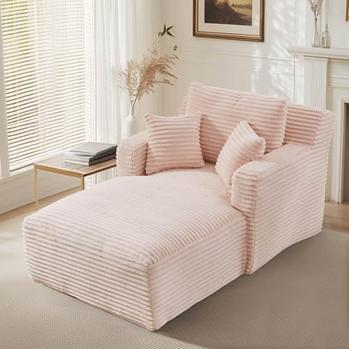 EURHCIO Canapé 1 Place Longue en Velours Côtelé,Canapé Lit Relax,Sofa Simple,sans Montage,pour Salon,Bureau et Appartement (Rose)