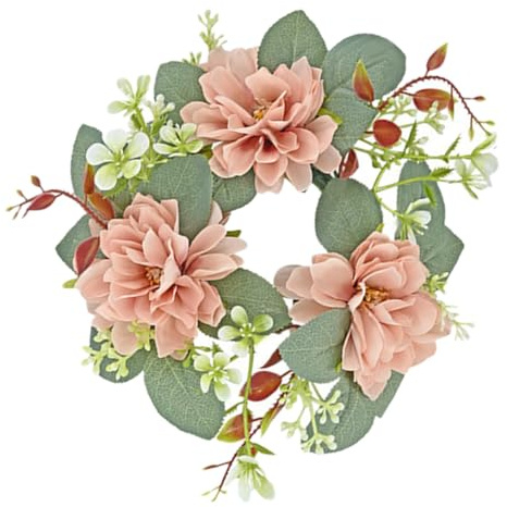 Dekokranz Kerzenring Künstlich aus Kunststoff für Hochzeit und Zuhause | Lebensechte Blumen, Farbenfrohe Optik, Pflegeleicht, Festliche Stimmung, für Tisch, Party, Frühling