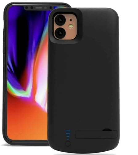 ENCHE Battery Case for iPhone 11, 6000mah Extended Rechargeable Batteri Charging Cases for iPhone 11 6.1Inches Portable Power Bank Protective Charger Cover,Black