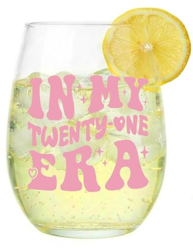 VivaJoy 21st Birthday Gift for Girls, Happy 21st Birthday Cup for Women, Drink Cup, Personalized and Creative Wineglass, Perfect Pampering Gift for Your 21-Year-Old Best Friend, Sister or Girlfriend