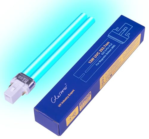 Glostars 13W G23 PL-S Lampe T-UV de Remplacement pour Ballast Inductif – Compatible avec Clarificateur de Bassin et Filtre UVC – Traitement Efficace contre Algues et Bactéries (1 Pièce)