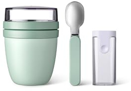 Mepal Ellipse Lunchpot mit Faltlöffel – Lunchbecher Set, Nordic Sage