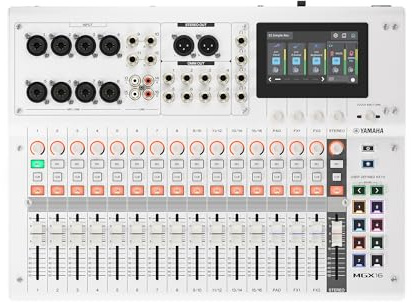 YAMAHA MGX16 Digitaler Audio-Mixer mit Touch-LCD, Bluetooth, Weiß | Vielseitiger Audio-Mixer mit Dual-USB, microSD-Recording und erweitertem I/O