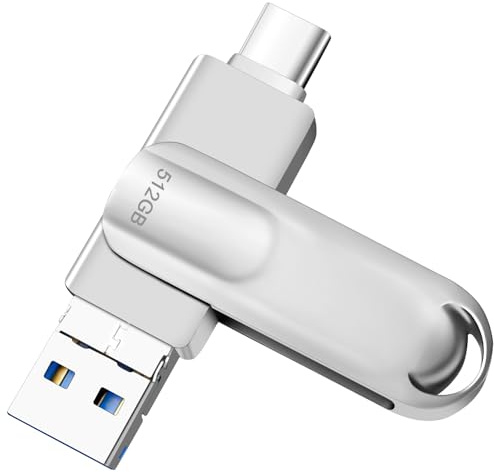 Memoria USB 3 en 1 Pen Drive 512GB Portátil USB C Pen Drive Memory Stick Metal Duro Disco Externo Compatible con OTG/Android/Smartphone/Tablet/Mac