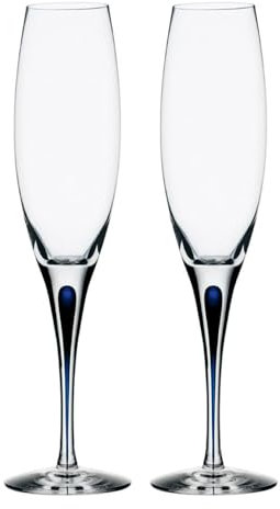 Orrefors Intermezzo Blue Flutes, Set of 2
