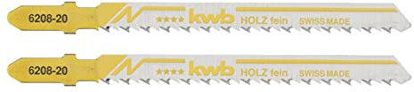 kwb Stichsägeblätter für Holz aus flexiblem HCS-Stahl mit Einnockenschaft (T-Schaft), optimaler Sägemehltransport, langanhaltende Schärfe, entgegengesetzte Zahnform, polierte Oberfläche, Feinschnitt