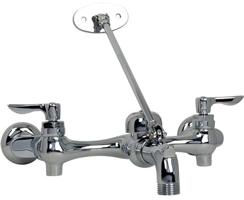 American Standard 8344.012.002 Exposed Yoke Wall-Mount Utility Faucet with Top Brace and Metal Lever Handles, Polished Chrome, 17.13 x 4.19 x 10.38 inches