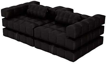 Pigro Felice - Modul'Air 3-in-1 Aufblasbares Pool-Sofa - Luftmatratze - Doppel-Sonnenliege - Widerstandsfähige Materialien - Lange Lebensdauer - Premium - Matt-schwarz