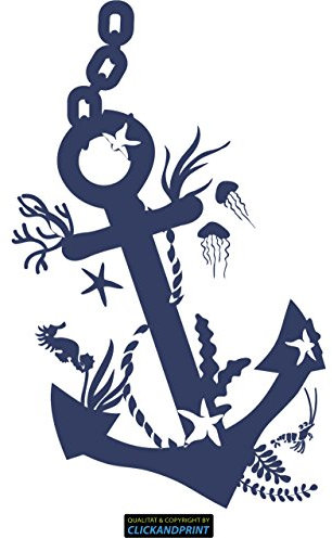 CLICKANDPRINT Aufkleber » Anker Unterwasser, 130x80,3cm, Dunkelblau • Wandtattoo/Wandaufkleber/Wandsticker/Wanddeko/Vinyl