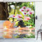 ABAKUHAUS Spa Duschvorhang, Spa mit Kerzen Orchideen, mit 12 Ringe Set Stielvoll Modern, 175x200 cm, Hellgrün Fuchsienfarben