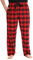 At The Buzzer #followme Herren Pyjamahose PJ Hose kariert zum Schlafen und Lounge Wear, Popeline Stoff - Schwarz Rot Büffel Plaid, X-Large