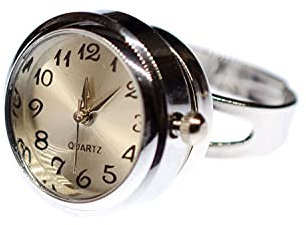 Miniblings Uhr Funktioniert Snap Button Ring - Uhr Funktioniert Snap Button - Handmade Modeschmuck I Fingerring mit Motiv I verstellbar one Size