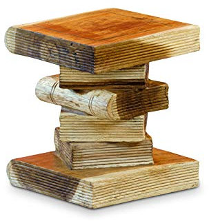 Kinaree Beistelltisch Bücherstapel Mini – Massivholz Deko Tisch aus Thailand– handgefertigter Holz Tisch im Buch-Design (Natur Klein)