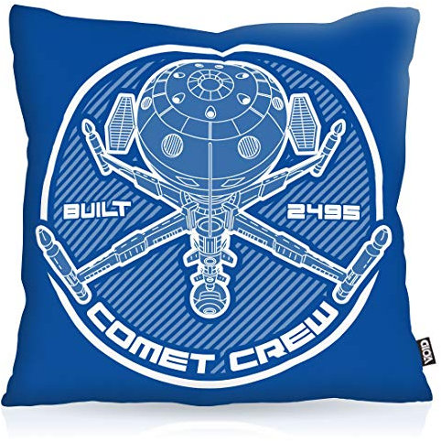 VOID Comet Crew Kissenbezug Kissenhülle Polyester wasserfest Outdoor Future Anime Raumschiff Captain, Kissen Größe:80 x 80 cm, Kissen Farbe:Blau