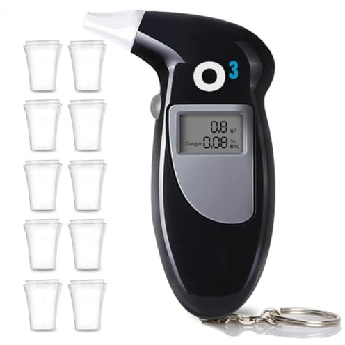 O³ Alcol Test - Etilometro Portatile - Alcool Test Digitale Professionale con Schermo LED Display | Istruzioni in Lingua Italiana| Include 5 Bocchini