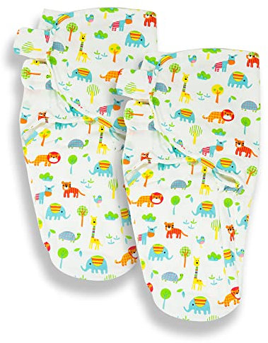 Callowesse© Pucksack Für Neugeborne Babys. Geeignet Für 0-3 Monate (3,2kg – 6,4kg) Aus 100% Baumwolle – Pucktuch 190GSM / 0.5 TOG (Exotisches Königreich x2)