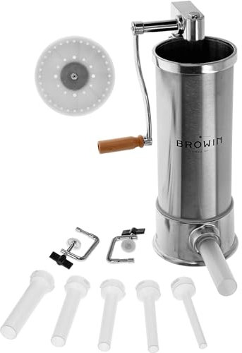 BROWIN® Manuell Wurstfüller aus Edelstahl 311006 | 5 kg vertikale Wurstmaschine | Wurstfüllmaschine für Küche und Restaurants | Wurstpresse | Machine für hausgemachte Wurst, Cevapcici und Cannelloni