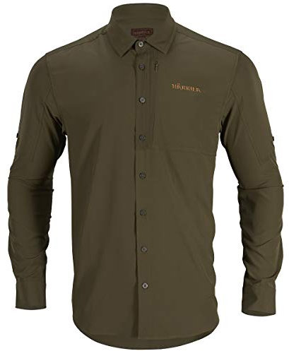 Härkila Trail Jagdhemd mit Insektenschutz Willow Green - Dehnbares Hemd für Jäger Anti-Zecken - Stretch Hemd Herren Grün, Größe:S