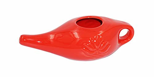 Biebri Neti Pot Nasenreinigungskanne, Nasenkännchen, Nasenspülkännchen aus Keramik, 250 ml, Rot