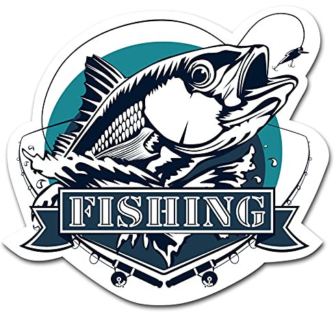 Fisch Aufkleber im Retro Stil 10x9,1cm Angeln Fischen Vintage Sticker für Auto Boot Angelkoffer Angel Zubehör wetterfest R164 (07 Fishing, Petri Heil)