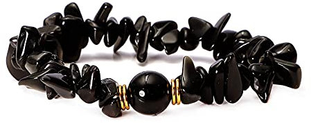 MILAKOO Edelstein Armband Damen Natürliches 7 Chakra Armband Heilenarmband Energie Armband Schwarzer Turmalin