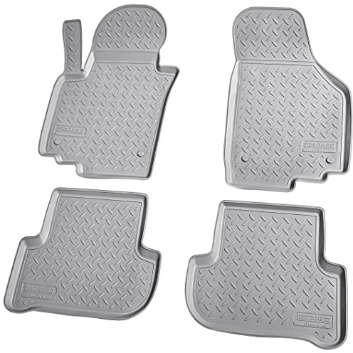 Recambo 3D Gummi Fußmatten kompatibel für Skoda Yeti | Typ 5L | BJ 2009-2017 | Auto Gummimatten | Passgenau | mit Rand | grau