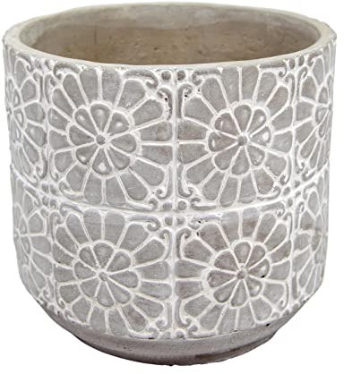 CHICCIE Blumentopf Rund Zement Beige 18cm - Pflanzentopf Pflanztopf Topf Deko