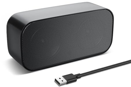 shuley Computer Speaker for Desktop, Wired PC Speaker, Portable USB Speaker for Laptop, Plug and Play, Sound-bar for Office, Home and Gaming (Black-M)