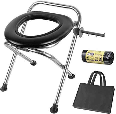 UGarden Verbesserte tragbare Toilette für Camping, Edelstahl, tragbare Toilette mit weichem Sitz, 158.8 kg Kapazität, tragbare Camping-WC, Falt-WC, tragbare Toilette für Camp, Wandern, Bootfahren