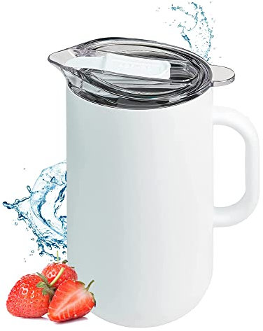 served Jarra I Premium (2 L) – Mantén las bebidas frías o calientes durante horas con nuestra jarra de acero inoxidable aislada al vacío, de doble pared, con forro de cobre