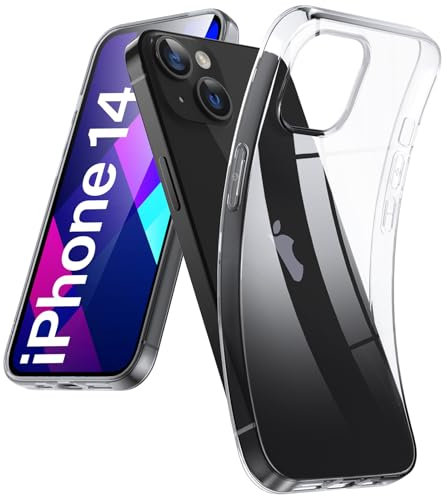 DOSMUNG Klar Hülle für iPhone 14 (6.1), Flexible Minimalistische Silikonhülle Weiche Case Stoßfeste Kratzfestigkeit Handyhülle für iPhone 14, Durchsichtig