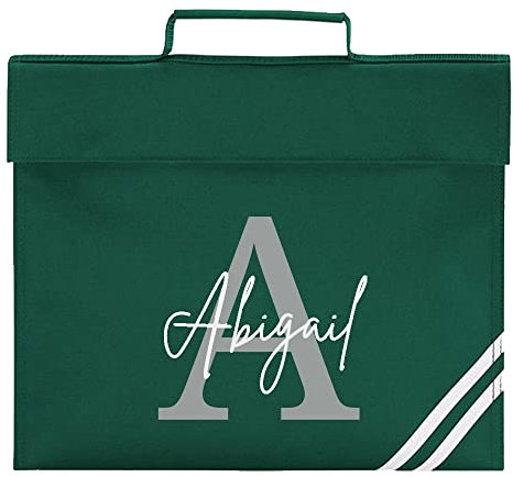 Merch Kingdom Alphabet Name Book Bag - Bottle Green