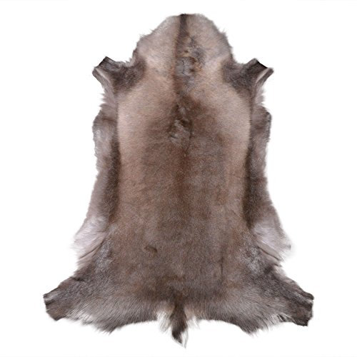 Livorio Rentierfell original aus Skandinavien, Premium Qualität, dunkel, XL 140-145 cm