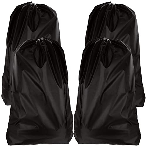 ASelected 4 Pcs Extra Large Laundry Bags, Foldable Storage Bag with Drawstring Closure, Nylon Washing Bag Fabric Bag for Bathroom, Bedroom or Dormitory and Travel, 61x91cm (Black)
