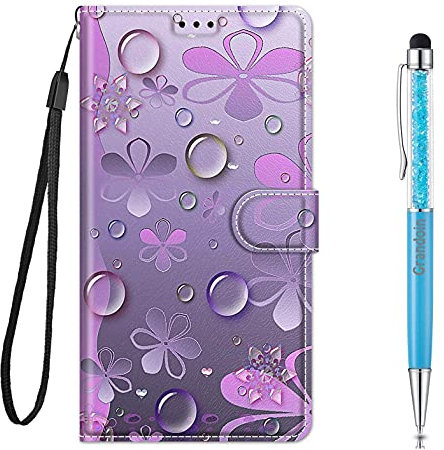 Grandoin Coque pour Xiaomi Poco M4 5G/Poco M5 4G/Redmi Note 11R, Mode Bookstyle Désign Étui de Protection Housse en PU Cuir avec Portefeuille Fermeture Magnétique Fentes pour Cartes (Fleur)