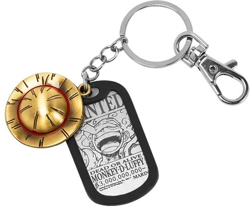 Weeb Keychains One Piece Keychain with Straw Hat & Metal Dog Tag - Durable, Lightweight Anime Gifts & One Piece Merch Featuring Monkey D Luffy, Zoro & Portgas D Ace - Stylish Key chain for Keys & Bags
