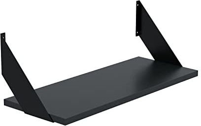 AKKE Wandregal - Hängeregal mit 18 mm Möbelplatte und Metallhalterungen - Wandablage für Moderne Wohnräume, Bücher, Pflanzen und Deko - Loft Flat 80 cm x 20 cm Schwarz
