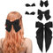 5 Stück Schwarz Haarschleife Damen Haar Schleife Seide Satin Haarschleifen Lange Schwanz Haar Große Schleife Haare Haarspange Schwarz Schleife Haarschmuck Mädchen Hair Accessories