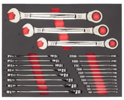 Milwaukee MAX BITE Ratschen-Ringmaulschlüssel Einlage 22-teilige Einlage für Werkstattwagen 78 cm