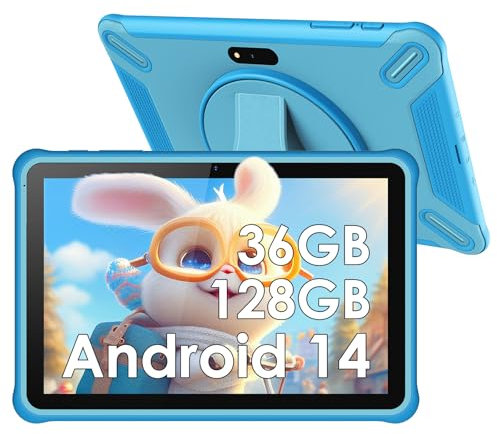PIXPEAK Tablet para niños 10 Pulgadas, Android 14.0, 36GB RAM 128GB ROM (SD Expandible), Control Parental, Pantalla HD IPS, 5MP+2MP, WiFi, Bluetooth, Tablet Educativo (Azul)
